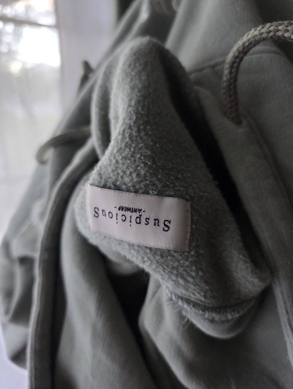 Suspicious Antwerp Sage Green Classic Hoodie Womens M Premium Streetwear Top - Picture 8 of 13